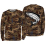 Débardeur pêche unisexe camouflage marron saumon bondissant silhouettes pêcheurs salmonidé