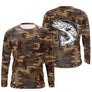 Sweat à capuche pêche camouflage marron truite bondissante silhouettes pêcheurs