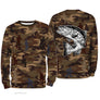Débardeur pêche unisexe camouflage marron truite bondissante silhouettes pêcheurs