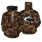 Sweat capuche zippé pêche camouflage marron silure catfish silhouettes pêcheurs