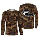Anti-UV t-shirt à capuche pêche unisexe camouflage marron silure catfish silhouettes pêcheurs