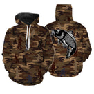Sweat capuche zippé pêche camouflage marron carpe silhouettes pêcheurs