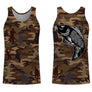 T-shirt pêche enfant manches longues camouflage marron carpe silhouettes pêcheurs