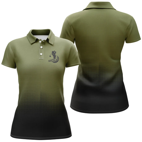 Polo de Golf, Cadeau Original Pour Golfeur et Golfeuse, Polo à Séchage Rapide Homme Femme - CTS21052215 - Polo Femme Vert Militaire