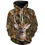 T-shirt chasse all-over camouflage automne unisexe avec cerf majestueux frontal dans la forêt