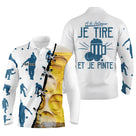 Polo pétanque humour blanc bleu, design À la pétanque je tire et je pinte personnalisé bouliste
