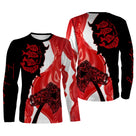 Sweat pêche all-over rouge noir blanc motif graphique poisson contrasté vue dos