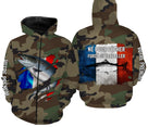 Maillot UV pêche saumon all-over camouflage forêt motif saumon argenté drapeau tricolore prénom personnalisé moucheur