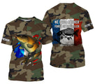 Hoodie pêche carpe UV all-over camouflage forêt motif carpe dorée drapeau France pêcheur prénom personnalisé
