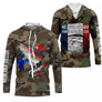 T-shirt UV pêche truite all-over camouflage forêt motif truite drapeau France Né pour pêcher prénom personnalisé