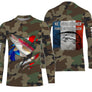 Hoodie pêche truite UV all-over camouflage forêt motif truite arc-en-ciel drapeau France pêcheur prénom personnalisé
