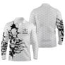 Polo golf manches longues unisexe blanc noir tête de mort silhouettes prénom personnalisable