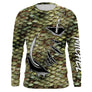 Manches longues pêche bar pattern écailles vert-jaune hameçons noirs design contemporain