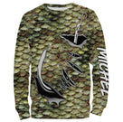Sweat zippé all-over pêche bar écailles vert-jaune hameçons