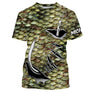 T-shirt col rond pêche bar écailles bronze graphique abstrait côtier