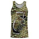 T-shirt anti-UV manches longues pêche bar écailles bronze hameçons noirs