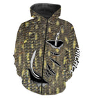 Hoodie all-over pêche brochet peau écaillée vert tigré