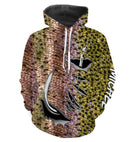 Sweat capuche pêche truite pattern peau salmonidé rose-or