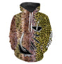 Sweat capuche pêche truite pattern peau salmonidé rose-or
