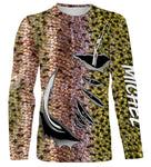 Anti-UV capuche pêche truite pattern peau truite all-over avec hameçons noirs proéminents