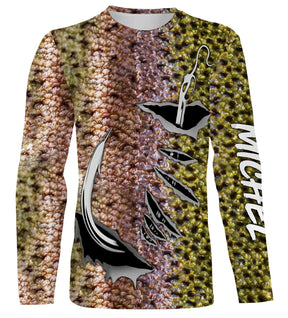 Anti-UV capuche pêche truite pattern peau truite all-over avec hameçons noirs proéminents