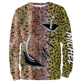 Sweat zippé all-over pêche truite peau truite hameçons noirs