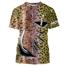 T-shirt col rond pêche truite peau écaillée salmonidé mimétisme