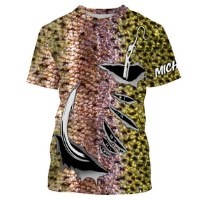 T-shirt col rond pêche truite peau écaillée salmonidé mimétisme