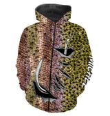 Hoodie all-over pêche truite peau fario points noirs