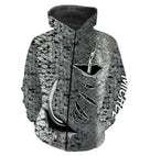 Polo zippé manches longues pêche saumon motif écailles, tenue technique pour saumonier et guide de pêche personnalisée