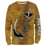 Sweat à capuche pêche peau de silure, imprimé all-over ocre brun, vêtement chaud pour pêcheur silure clonk vif