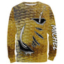 Sweat à capuche pêche peau de perche, imprimé all-over jaune doré, vêtement chaud pour verticaleur et pêcheur en barque