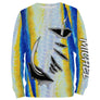 Sweat à capuche pêche peau de thon, imprimé all-over bleu marine et argent, vêtement chaud pour pêcheur en mer