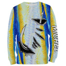 Sweat à capuche pêche peau de thon, imprimé all-over bleu marine et argent, vêtement chaud pour pêcheur en mer