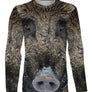 T-shirt chasse sanglier photo réaliste vue de face design ton sur ton brun, coupe unisexe all-over disponibles