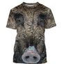 T-shirt chasse sanglier all-over avec photographie haute définition de tête de sanglier au pelage hérissé et défenses