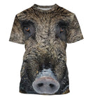 T-shirt chasse sanglier all-over avec photographie haute définition de tête de sanglier au pelage hérissé et défenses
