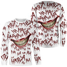 T-shirt Halloween blanc variante avec motif Joker dents et rires