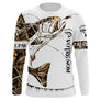 Maillot UV manches longues pêche saumon au leurre tatouage 3D bicolore blanc camouflage prénom personnalisé
