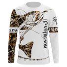 Maillot UV manches longues pêche saumon au leurre tatouage 3D bicolore blanc camouflage prénom personnalisé