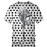 T-shirt all-over blanc unisexe avec motif feuilles cannabis répétées et crâne central