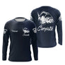 T-shirt manches longues pêche carpe bleu marine carpiste prénom pêcheur personnalisé