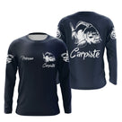 T-shirt manches longues pêche carpe bleu marine carpiste prénom pêcheur personnalisé