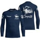 T-shirt enfant pêche carpe bleu marine carpiste devant carpe stylisée prénom personnalisé