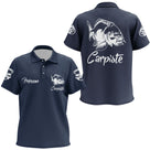 Sweat à capuche pêche carpe bleu marine carpiste devant carpe stylisée prénom manche pêcheur personnalisé