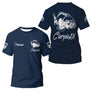 Anti-UV t-shirt à capuche pêche carpe bleu marine carpiste prénom pêcheur personnalisé