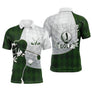 Polo de golf personnalisé homme vert forêt argyle avec silhouette golfeur et lettrage J'peux Pas J'ai Golf