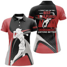Polo golf rouge et noir femme avec inscription humoristique golfer et figure, prénom personnalisé