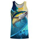 T-shirt halieutique pêche thon fond marin, coupe technique respirante, ambiance sous-marine, personnalisable prénom
