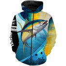Polo zippé manches longues pêche thon fond marin, tenue technique pour skipper et plongeur personnalisée